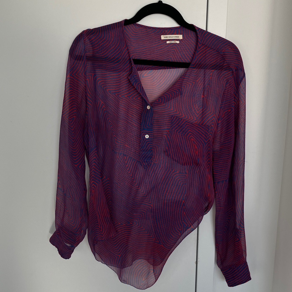 Isabel Marant Étoile Red and Blue Patterned Top